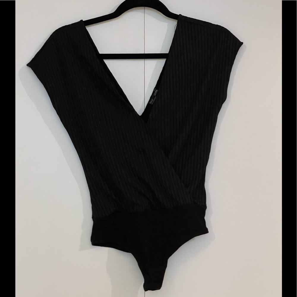 Zara Knit Black V Neck Bodysuit